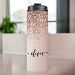 Rose Gold - Blush Pink Glitter Metal Monogram Name Thermal Tumbler<br><div class="desc">Rose Gold - Blush Pink Faux Foil Metallic Sparkle Glitter Brushed Metal Monogram Name Drink Tumbler. This makes the perfect sweet 16 birthday,  wedding,  bridal shower,  anniversary,  baby shower or bachelorette party gift for someone that loves glam luxury and chic styles.</div>