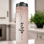 Rose Gold - Blush Pink Glitter Metal Monogram Name Thermal Tumbler<br><div class="desc">Rose Gold - Blush Pink Faux Foil Metallic Sparkle Glitter Brushed Metal Monogram Name Drink Tumbler. This makes the perfect sweet 16 birthday,  wedding,  bridal shower,  anniversary,  baby shower or bachelorette party gift for someone that loves glam luxury and chic styles.</div>