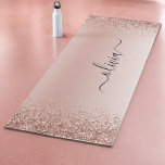 Rose Gold - Blush Pink Glitter Metal Monogram Name Yoga Mat<br><div class="desc">Rose Gold - Blush Pink Faux Foil Metallic Sparkle Glitter Brushed Metal Monogram Name Bathroom Yoga Mat. This makes the perfect sweet 16 birthday,  wedding,  bridal shower,  anniversary,  baby shower or bachelorette party gift for someone that loves glam luxury and chic styles.</div>