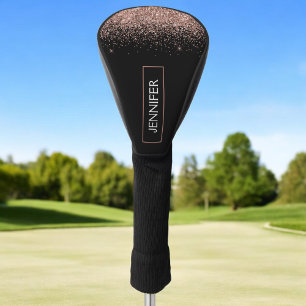 Rose Gold Blush Pink Glitter Monogram Girly Golf Head Cover