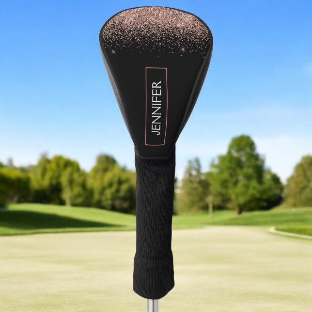 Rose Gold Blush Pink Glitter Monogram Girly Golf Head Cover (Creator Uploaded)