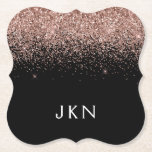 Rose Gold Blush Pink Glitter Monogram Initials Paper Coaster<br><div class="desc">Rose Gold - Blush Pink Sparkle Glitter Monogram Name Paper Coasters. This makes the perfect graduation,  birthday,  wedding,  bridal shower,  anniversary,  baby shower or bachelorette party gift for someone that loves glam luxury and chic styles.</div>