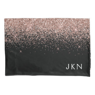Rose Gold Blush Pink Glitter Monogram Initials Pillowcase