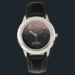 Rose Gold Blush Pink Glitter Monogram Initials Watch<br><div class="desc">Black and Blush Pink - Rose Gold Sparkle Glitter Monogram Name Watch. This makes the perfect sweet 16 birthday,  wedding,  bridal shower,  anniversary,  baby shower or bachelorette party gift for someone that loves glam luxury and chic styles.</div>