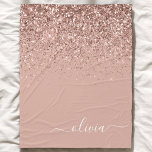 Rose Gold Blush Pink Glitter Script Monogram Fleece Blanket<br><div class="desc">Rose Gold - Blush Pink Sparkle Glitter Script Monogram Name and Initial Fleece Blanket. This makes the perfect sweet 16 birthday,  wedding,  bridal shower,  anniversary,  baby shower or bachelorette party gift for someone that loves glam luxury and chic styles.</div>