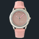Rose Gold Blush Pink Glitter Script Monogram Girly<br><div class="desc">Rose Gold - Blush Pink Sparkle Glitter Script Monogram Name Watch. This makes the perfect sweet 16 birthday,  wedding,  bridal shower,  anniversary,  baby shower or bachelorette party gift for someone that loves glam luxury and chic styles.</div>