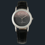 Rose Gold Blush Pink Glitter Script Monogram Girly<br><div class="desc">Black and Rose Gold - Blush Pink Sparkle Glitter Script Monogram Name Watch. This makes the perfect graduation,  birthday,  wedding,  bridal shower,  anniversary,  baby shower or bachelorette party gift for someone that loves glam luxury and chic styles.</div>