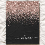 Rose Gold Blush Pink Glitter Script Monogram Girly Fleece Blanket<br><div class="desc">Rose Gold - Blush Pink and Black Sparkle Glitter Script Monogram Name and Initial Fleece Blanket. This makes the perfect sweet 16 birthday,  wedding,  bridal shower,  anniversary,  baby shower or bachelorette party gift for someone that loves glam luxury and chic styles.</div>