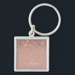 Rose Gold Blush Pink Glitter Script Monogram Girly Key Ring<br><div class="desc">Rose Gold - Blush Pink Sparkle Glitter Script Monogram Name Keychains (Key Chain). This makes the perfect sweet 16 birthday,  wedding,  bridal shower,  anniversary,  baby shower or bachelorette party gift for someone that loves glam luxury and chic styles.</div>