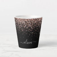 Rose Gold Blush Pink Glitter Script Monogram Girly