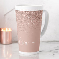 Rose Gold Blush Pink Glitter Script Monogram Girly
