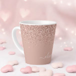 Rose Gold Blush Pink Glitter Script Monogram Girly Latte Mug<br><div class="desc">Rose Gold - Blush Pink Sparkle Glitter Script Monogram Name Latte Coffee Cup Mug. This makes the perfect sweet 16 birthday,  wedding,  bridal shower,  anniversary,  baby shower or bachelorette party gift for someone that loves glam luxury and chic styles.</div>