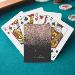 Rose Gold Blush Pink Glitter Script Monogram Girly Playing Cards<br><div class="desc">Rose Gold Blush Pink and Black Sparkle Glitter Script Monogram Name Playing Cards. This makes the perfect sweet 16 birthday,  wedding,  bridal shower,  anniversary,  baby shower or bachelorette party gift for someone that loves glam luxury and chic styles.</div>