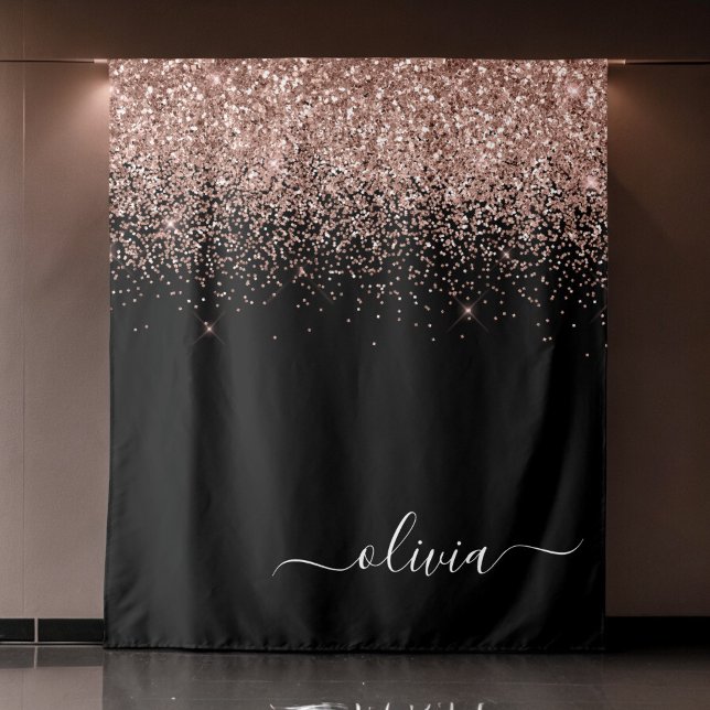 Rose Gold Blush Pink Glitter Script Monogram Girly Tapestry (Creator Uploaded)