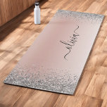 Rose Gold - Blush Pink Glitter Silver Monogram Yoga Mat<br><div class="desc">Rose Gold - Blush Pink and Silver Faux Foil Metallic Sparkle Glitter Brushed Metal Monogram Name Bathroom Yoga Mat. This makes the perfect sweet 16 birthday,  wedding,  bridal shower,  anniversary,  baby shower or bachelorette party gift for someone that loves glam luxury and chic styles.</div>