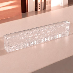 Rose Gold - Blush Pink Glitter Sparkle Modern Chic Nameplate