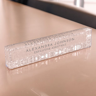 Rose Gold - Blush Pink Glitter Sparkle Modern Chic Nameplate