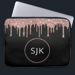 Rose Gold Blush Pink Glitter Sparkle Monogram Laptop Sleeve<br><div class="desc">Blush Pink - Rose Gold and Black Faux Glitter and Sparkle Elegant Monogrammed Initials Case. This case can be customised to include your initial and first name.</div>