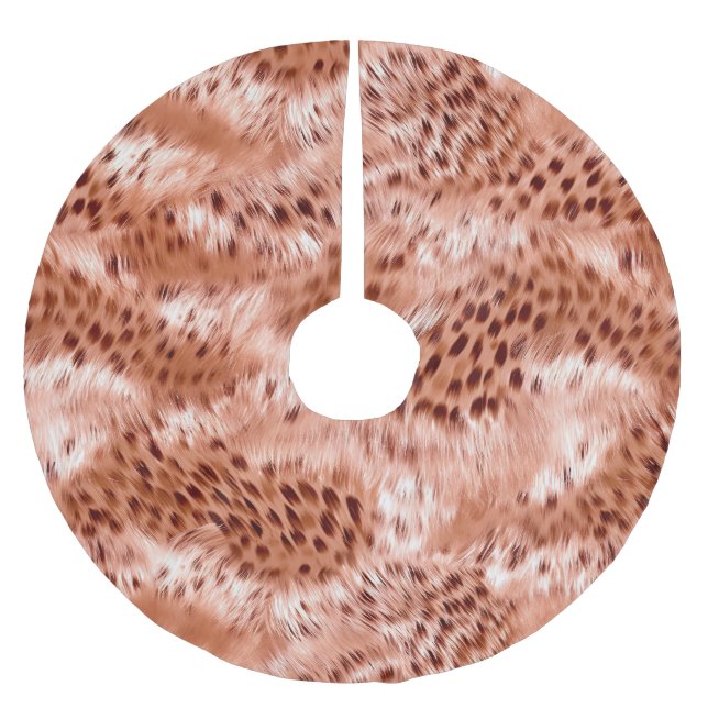 Rose Gold Blush Pink Leopard Brushed Polyester Tree Skirt (Front)