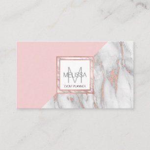 Rose Gold Blush Pink Marble Grey Feminine Business Card