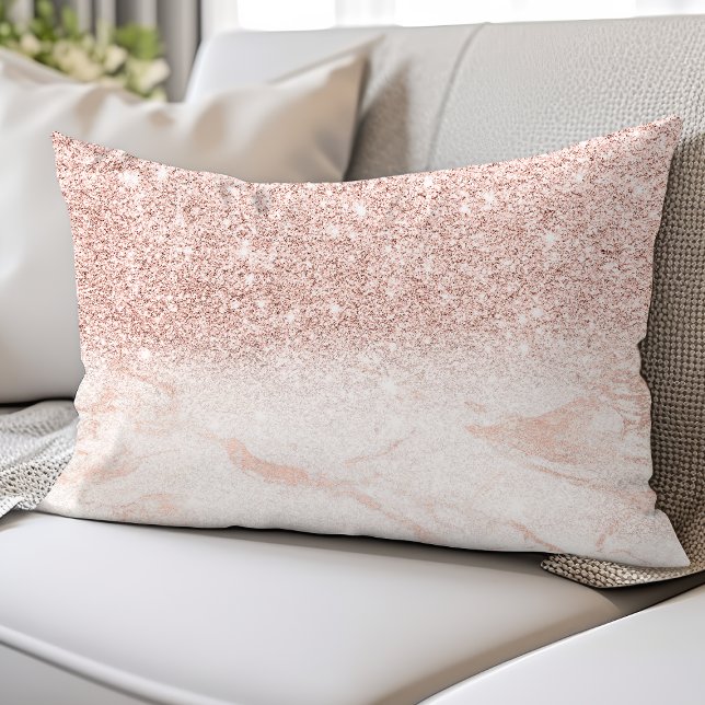 Rose Gold Blush Pink Marble Lumbar Cushion (Creator Uploaded)