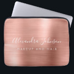 Rose Gold - Blush Pink Metallic Monogram Business Laptop Sleeve<br><div class="desc">Modern Rose Gold - Blush Pink Girly Make Up and Hair Beauty Salon Faux Metallic Stainless Elegant Monogram Promotional Laptop Bag or Sleeve Promotional (promo) advertisement Case. This classy professional business computer case can be customised to include your monogrammed script signature name and job title profession or position.</div>
