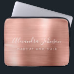 Rose Gold - Blush Pink Metallic Monogram Business Laptop Sleeve<br><div class="desc">Modern Rose Gold - Blush Pink Girly Make Up and Hair Beauty Salon Faux Metallic Stainless Elegant Monogram Promotional Laptop Bag or Sleeve Promotional (promo) advertisement Case. This classy professional business computer case can be customised to include your monogrammed script signature name and job title profession or position.</div>