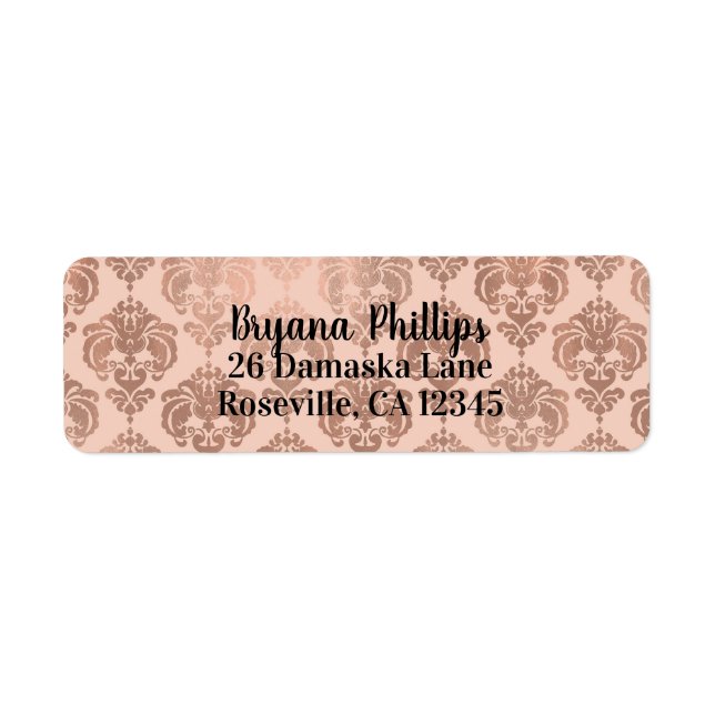 Rose Gold Blush Pink Modern Glam Damask (Front)