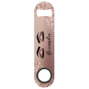 Rose Gold Blush Pink Monogram Glitter Eyelashes