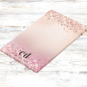 Rose gold blush pink monogram post-it notes