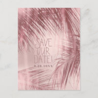 Rose Gold Blush Pink Palm Trees Save The Date