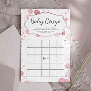 Rose Gold Blush Pink Polka Dots Baby Shower Bingo