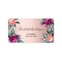 Rose gold blush pink purple floral