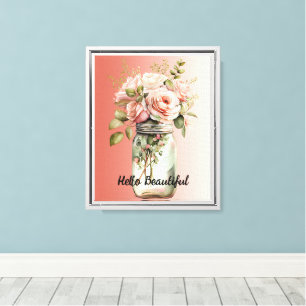 Rose Gold Blush Pink Roses Canvas Print