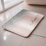 Rose Gold - Blush Pink Silver Glitter Monogram Bath Mat<br><div class="desc">Rose Gold - Blush Pink and Silver Faux Foil Metallic Sparkle Glitter Brushed Metal Monogram Name Bath Mats. This makes the perfect graduation,  birthday,  wedding,  bridal shower,  anniversary,  baby shower or bachelorette party gift for someone that loves glam luxury and chic styles.</div>