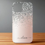 Rose Gold - Blush Pink Silver Glitter Monogram iPhone 12 Case<br><div class="desc">Rose Gold - Blush Pink and Silver Faux Foil Metallic Sparkle and Dripping Glitter Brushed Metal Monogram Name and Initial Phone. This makes the perfect sweet 16 birthday,  wedding,  bridal shower,  anniversary,  baby shower or bachelorette party gift for someone that loves glam luxury and chic styles.</div>