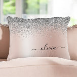 Rose Gold - Blush Pink Silver Glitter Monogram Decorative Cushion<br><div class="desc">Blush Pink - Rose Gold and Silver Foil Sparkle Glitter Brushed Metal Monogram Name and Initial Pillow. The pillow makes the perfect sweet 16 birthday,  wedding,  bridal shower,  baby shower or bachelorette party gift for someone decorating her room in rose gold.</div>