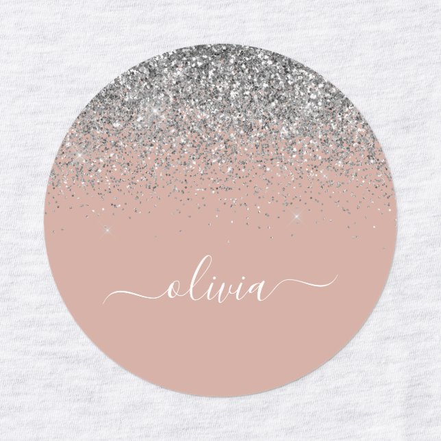 Rose Gold Blush Pink Silver Glitter Monogram Girly (Design 1)