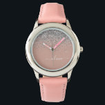 Rose Gold Blush Pink Silver Glitter Monogram Girly<br><div class="desc">Rose Gold - Blush Pink and Silver Sparkle Glitter Script Monogram Name Watch. This makes the perfect sweet 16 birthday,  wedding,  bridal shower,  anniversary,  baby shower or bachelorette party gift for someone that loves glam luxury and chic styles.</div>