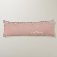 Rose Gold Blush Pink Silver Glitter Monogram Girly