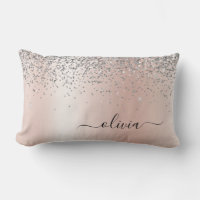 Rose Gold - Blush Pink Silver Glitter Monogram