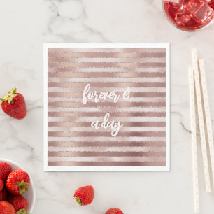 Rose Gold Blush Pink Stripes Glitz Bridal Shower Napkin