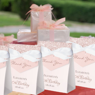 Rose gold blush pink thank you 50th birthday favour box