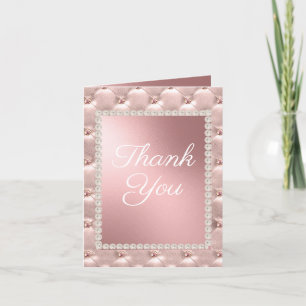 Rose Gold Blush Pink White 100th Birthday Party Thank You Card