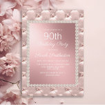 Rose Gold Blush Pink White 90th Birthday Party<br><div class="desc">Elegant and chic,  decorative metallic rose gold/blush pink and white 90th birthday party invitation for women.</div>