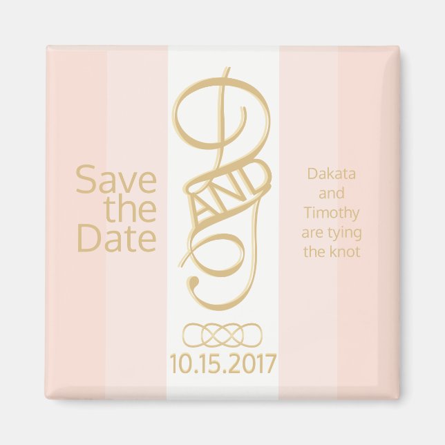Rose Gold Blush Save the Date Magnet (Front)