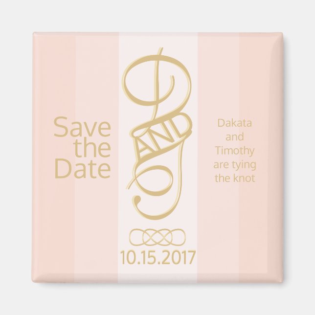Rose Gold Blush Save the Date Magnet (Front)