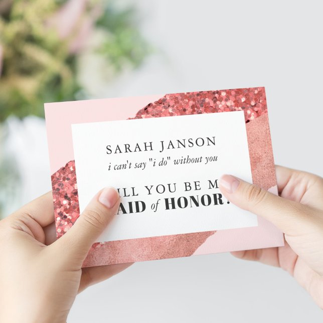 Rose Gold, Blush & Sequin Maid of Honour Invitation (Creator Uploaded)