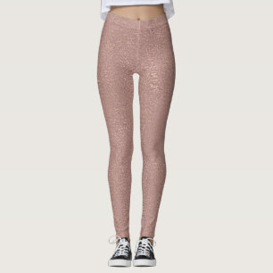 Rose Gold Blush Sequins Metallic Glitter Leggings