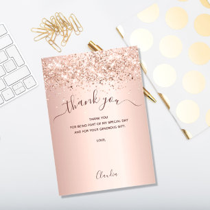 Rose gold blush thank you card